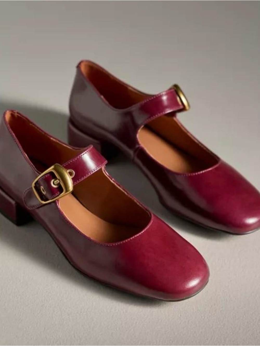 Anthropologie Maeve Dark Red Buckle Mary Janes EU 38 / US 7-7.5